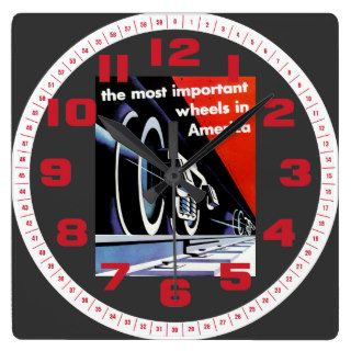 Railroads Most Important Wheels in America Wallclocks