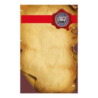 SEAL OF THE KNIGHTS TEMPLAR, Red Wax ,Parchment Stationery Paper
