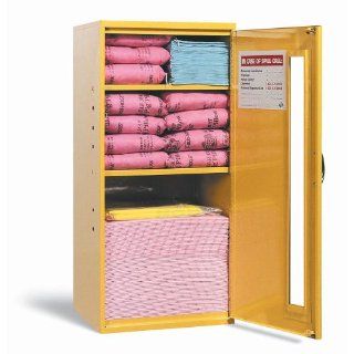 New Pig KIT315 141 Piece HazMat Spill Kit in Small Wall Mount Cabinet with 2 Adjustable Shelves, 10 Gallon Absorbency Industrial Spill Response Kits