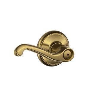 Schlage Antique Brass Flair Bed and Bath Lever F40 FLA 609