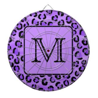 Purple Leopard Print Custom Monogram. Dartboard With Darts