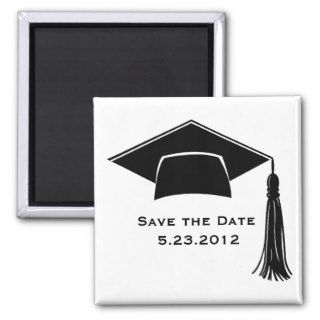 Save The Date Black Graduation Cap Magnets