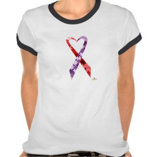 Red And Lavender Lg Puzzle Awareness Ribbon Tees