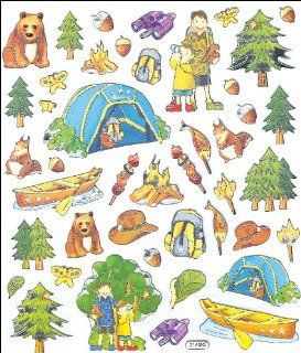 Multi Colored Stickers Camping Trip   Childrens Decorative Stickers