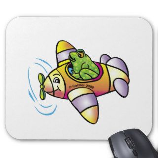 Yellow Frog Plane Mouse Mat