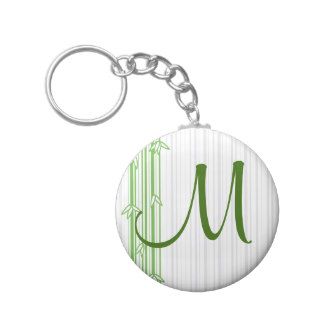 Monogram with Bamboo Background   Letter M Keychains