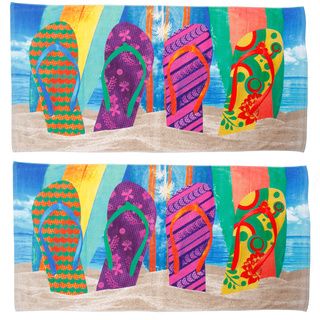 Flip Flop Surfboard Beach Towel 2 Pack Beach Towels