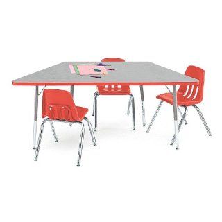 Virco 48TRAP60LO   Trapezoid 30" x 60" Color Banded Activity Table, 1 1/8 inch Thick Laminate Top, Preschool Height Adjustable Legs (Virco 48TRAP60LO)