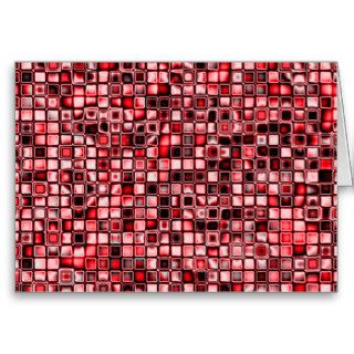 Red, White And Black Textured Grid Pattern Greeting Card