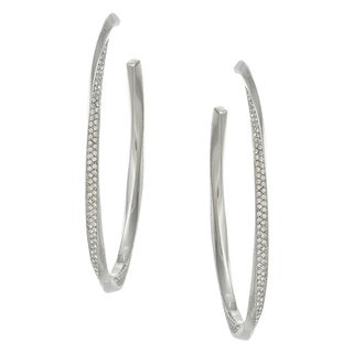 Michelle Monroe Silvertone Semi hoop Earrings Made with SWAROVSKI Elements Crystal, Glass & Bead Earrings