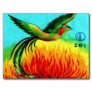 Vintage Retro Kitsch Firecracker Phoenix Rising Postcard
