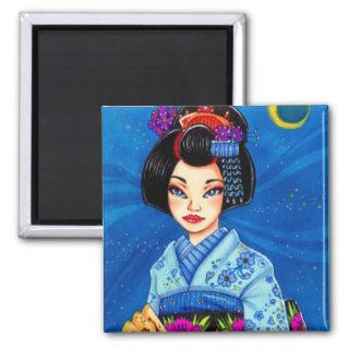 Moon Maiko Magnet, Geisha Japanese Art