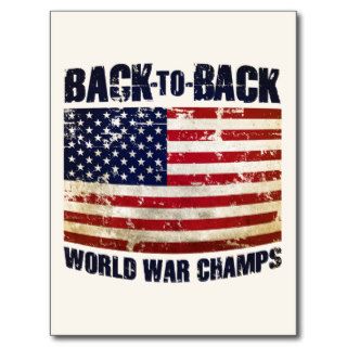 Back to Back World War Champs Distressed Post Card