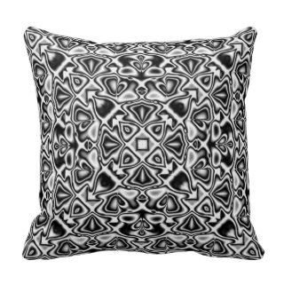 Black and White Abstract Fractal Cushion Pillow