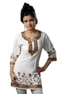 Women Embroidered Designer Moderate white Tunic Top Clothing
