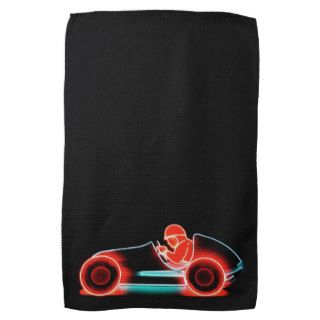 Neon Red Race Car Driver Towel