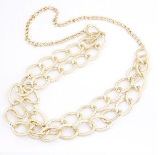 Fashion European Style Gold Plated Circle Link Double Chain Necklace(WP H134) Y Shaped Necklaces Jewelry