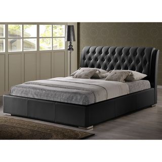 Baxton Studio Bianca Black Full size Bed with Tufted Headboard Baxton Studio Beds