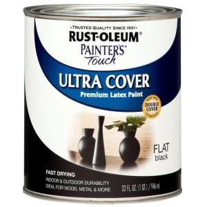 Rust Oleum Painters Touch 32 oz. Ultra Cover Flat Acrylic Latex Black General Purpose Paint 1976502