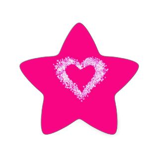 Girly Chic Pink Glitter Diamond love heart Star Stickers
