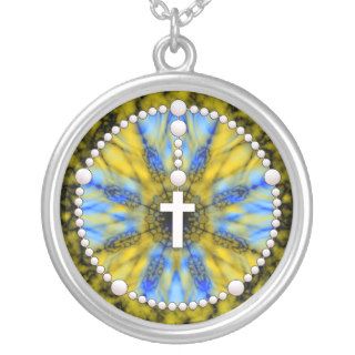Rosary Dream Catcher Blue & Yellow Custom Necklace