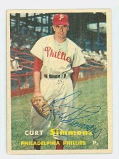 Curt Simmons AUTO 1957 Topps #158 Phillies Sports Collectibles