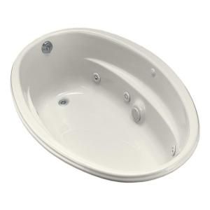 KOHLER ProFlex 5 ft. Whirlpool Tub with Heater and Reversible Drain in Biscuit K 1146 H 96