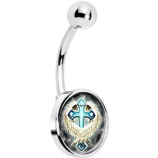 Embraced Cross Belly Ring Body Candy Jewelry