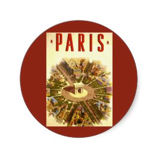 Vintage Travel, Arc de Triomphe Paris France Round Sticker