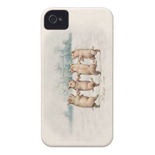 Cute Vintage Dancing Pigs   Funny Animals iPhone 4 Case