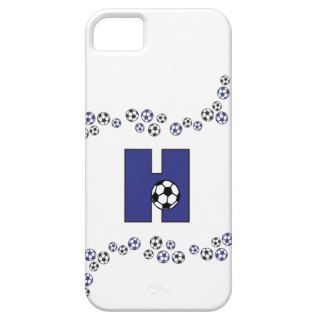 Letter H Monogram in Soccer Blue iPhone 5 Case