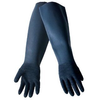 Global Glove 895 Natural Rubber Glove, Work, 44 mil Thick, 23" Length, Large, Black (Case of 144)