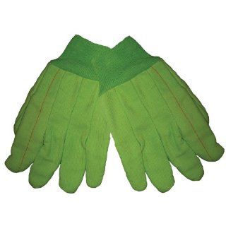 Global Glove C18GRC 100 Percent Cotton Corded Canvas Glove with Knit Wrist Cuff, Work, Large, Lime Green (Case of 144)