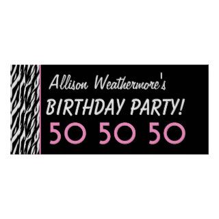 Custom Zebra 50th Birthday Party or Any Year V10 Poster