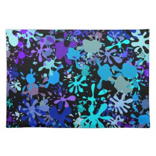 Graffiti Blue Paint Splatter Wallpaper Design Placemats
