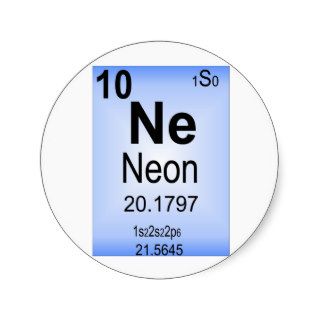 Neon Periodic Table Element Round Sticker