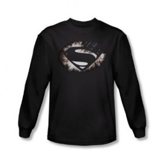 MAN OF STEEL/MOS SHIELD FRACTURE   L/S ADULT 18/1   BLACK Clothing