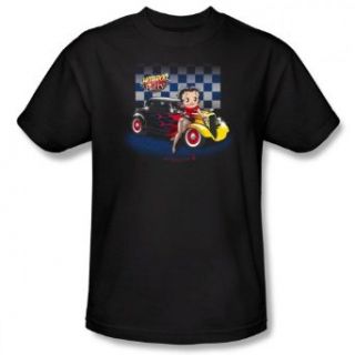 Betty Boop HOT ROD BOOP Short Sleeve Adult Tee   BLACK T Shirt Movie And Tv Fan T Shirts Clothing