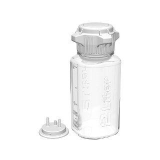 Foxx Life Sciences 167 2202 OEM Copolyester Heavy Duty Vacuum Bottle, Open 80mm Cap with Closed and 1/4" Hose Barb Adapters, 2L Volume Science Lab Bottles
