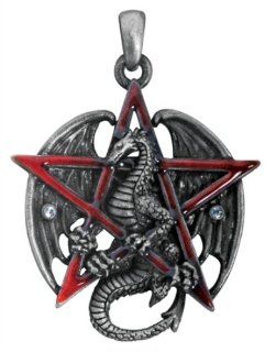 Gothic Red Pentagram Star Dragon Pendant Necklace Jewelry Accessory Summit Jewelry
