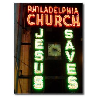 Jesus Saves Vintage Neon Sign Post Card