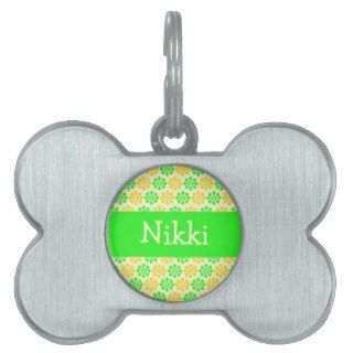 Green & Yellow Flowers Personalized Dog Tag Pet Tags