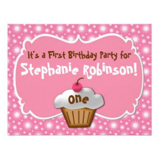 Tastey Frosted Cupcake First Birthday Invitations