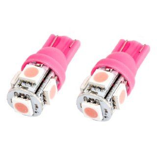 2 Pcs T10 194 168 W5W Pink 5050 5 SMD LED Tail Light Bulbs 12V for Car Automotive