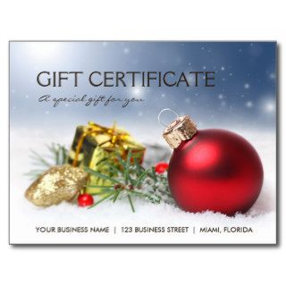 Festive Holiday Gift Certificate Post Card