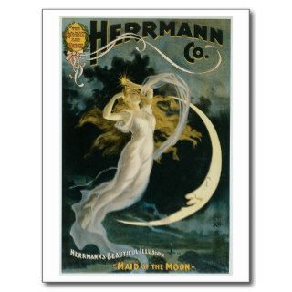 Herrmann ~ Maid of the Moon Vintage Magician Act Post Card