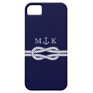 Nautical Rope and Anchor Monogram in Navy iPhone 5 Covers