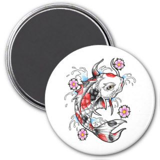 Cool Oriental Japanese White Koi Fish Carp tattoo Magnet