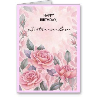 A Happy Birthday Sister in Law Card Roses