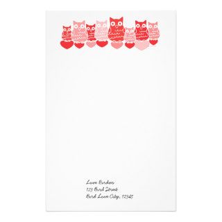 Valentine Owl Line Custom Stationery